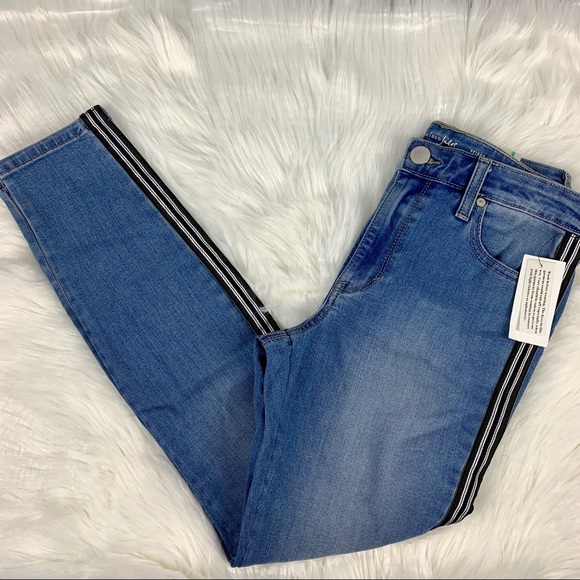 🔥MAISON JULES🔥RACING-STRIPE DENIM SKINNY BLUE JEANS SIZE 29 NWT - Picture 6 of 6